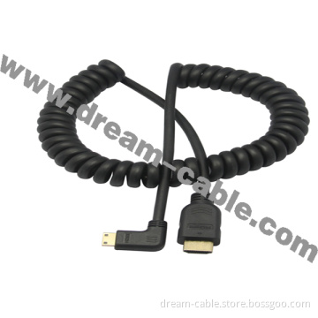 Coiled Right Angle HDMI Cable